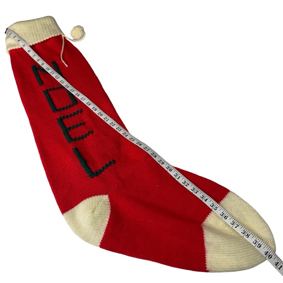 VTG HUGE Christmas Stocking Dept 56 40 In ! Red Knit NOEL Santa Sock St Nick 80s - Picture 8 of 8